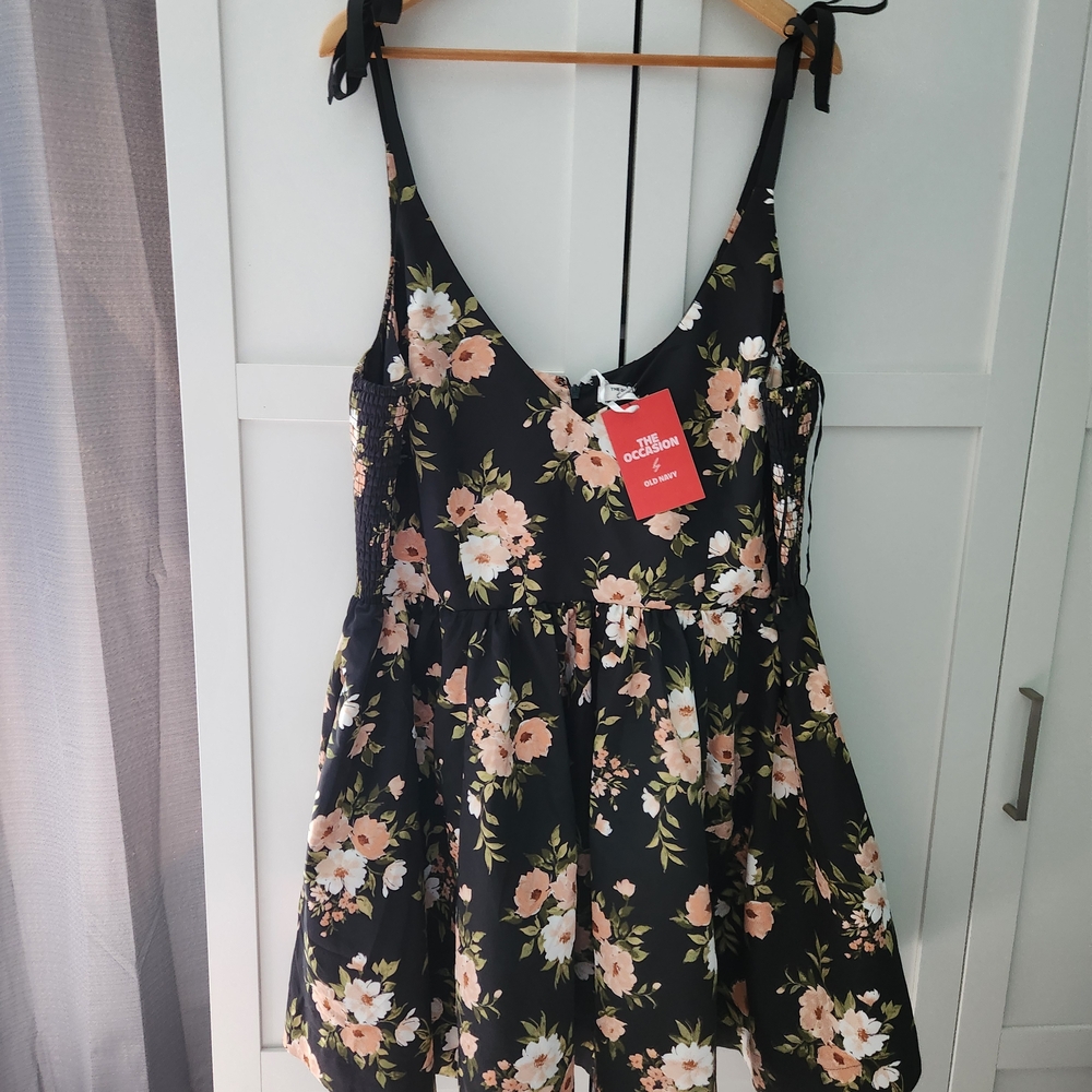 Old Navy Black Floral Tank Dress